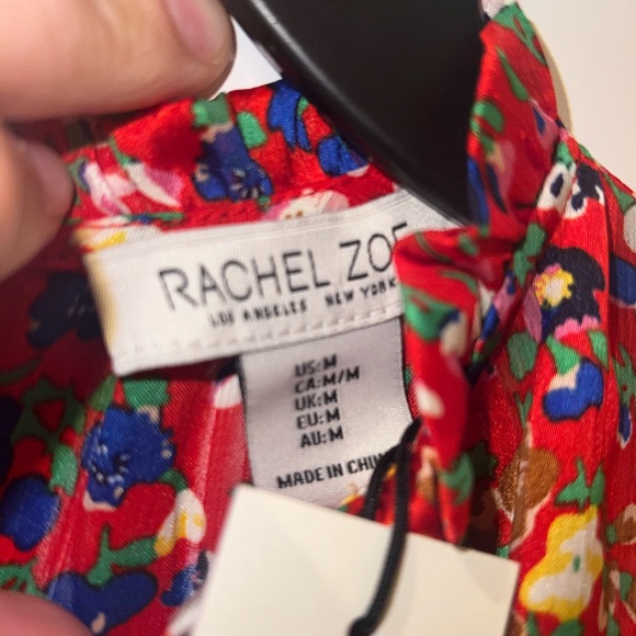 Rachel Zoe Women’s Red Sheer Floral 3/4 Sleeve Blouse Smocked Sleeve Medium - Picture 5 of 9